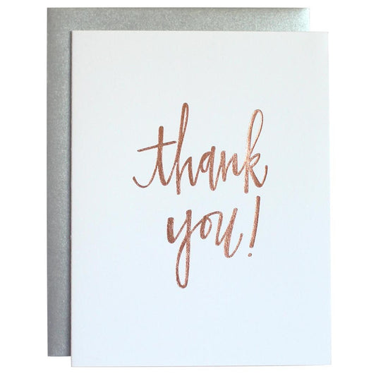 "Thank You" Rose Gold Letterpress Greeting Card
