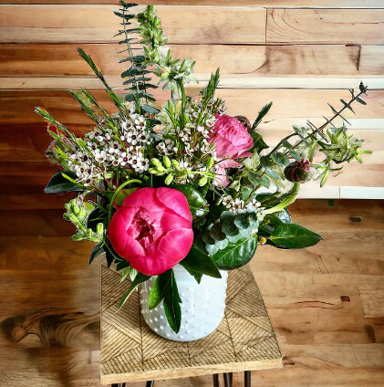 Wild Peony Charm – Rustic Arrangement with Peonies & Waxflower