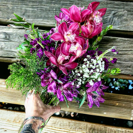 Midnight Orchid – Luxe Wild Bouquet in Deep Plum & Fuchsia