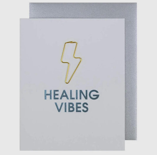 Healing Vibes Paper Clip Letterpress Greeting Card