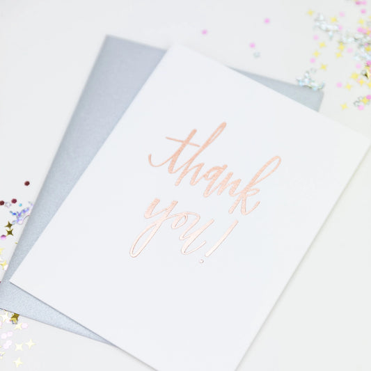 "Thank You" Rose Gold Letterpress Greeting Card